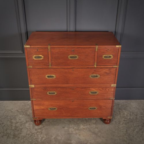 GENUINE VICTORIAN TEAK MILITARY SECRETAIRE CHEST - ADDITIONAL PHOTO 1