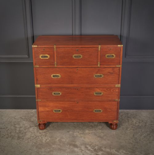 GENUINE VICTORIAN TEAK MILITARY SECRETAIRE CHEST - ADDITIONAL PHOTO 2