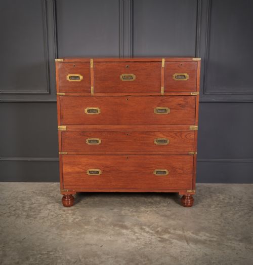 GENUINE VICTORIAN TEAK MILITARY SECRETAIRE CHEST - ADDITIONAL PHOTO 3
