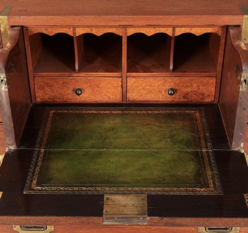 GENUINE VICTORIAN TEAK MILITARY SECRETAIRE CHEST - ADDITIONAL PHOTO 4
