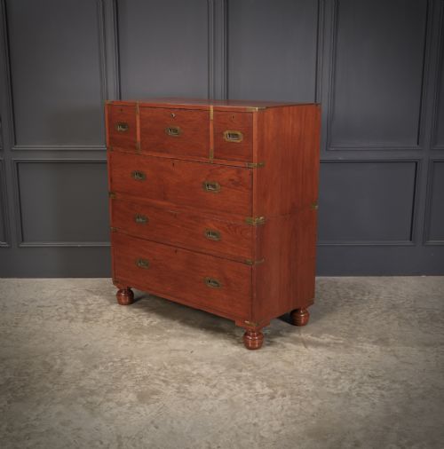 GENUINE VICTORIAN TEAK MILITARY SECRETAIRE CHEST - ADDITIONAL PHOTO 6
