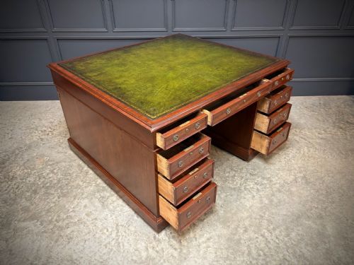 LARGE VICTORIAN MAHOGANY PARTNERS DESK - ADDITIONAL PHOTO 2