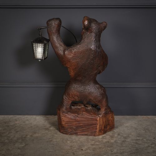 CARVED WOOD BLACK FOREST BEAR LAMP - ADDITIONAL PHOTO 5