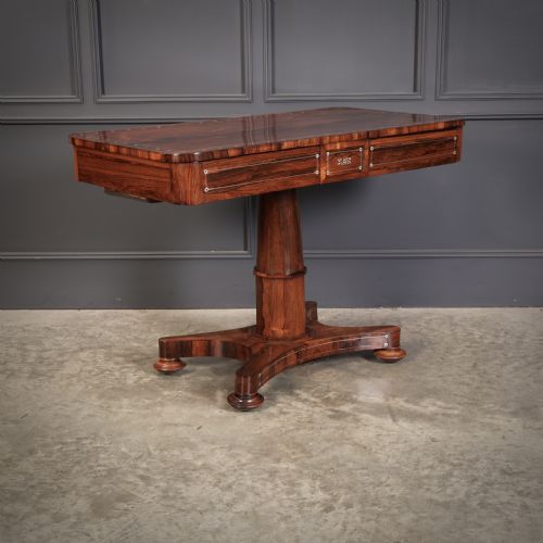 BRASS INLAID ROSEWOOD LIBRARY TABLE - ADDITIONAL PHOTO 2