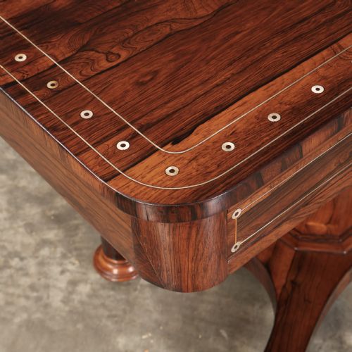 BRASS INLAID ROSEWOOD LIBRARY TABLE - ADDITIONAL PHOTO 4