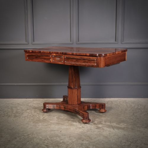 BRASS INLAID ROSEWOOD LIBRARY TABLE - ADDITIONAL PHOTO 8