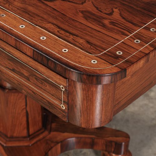 BRASS INLAID ROSEWOOD LIBRARY TABLE - ADDITIONAL PHOTO 9