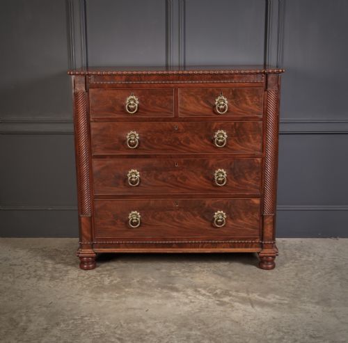 ANTIQUE FLAME MAHOGANY SCOTTISH CHEST - ADDITIONAL PHOTO 2