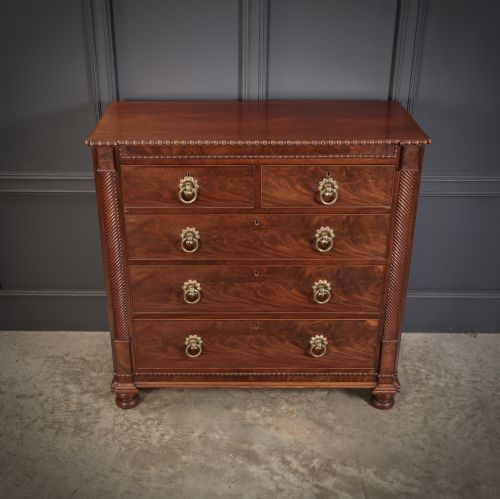 ANTIQUE FLAME MAHOGANY SCOTTISH CHEST - ADDITIONAL PHOTO 3