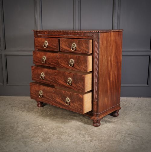 ANTIQUE FLAME MAHOGANY SCOTTISH CHEST - ADDITIONAL PHOTO 9
