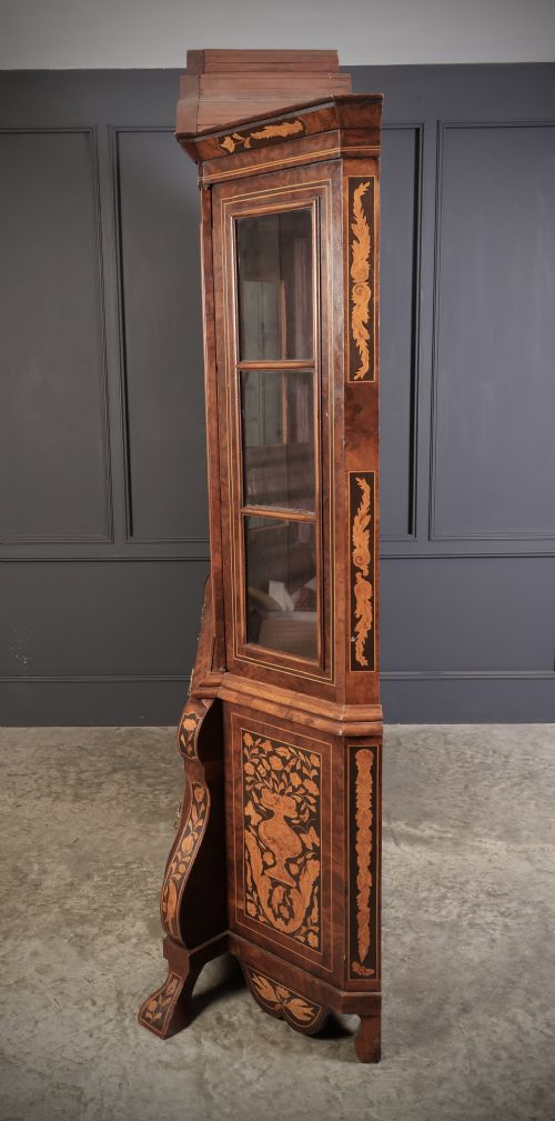 LARGE MARQUETRY INLAID WALNUT BOMBE SHAPED CABINET - ADDITIONAL PHOTO 8