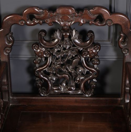 PAIR OF CHINESE HONGMU THRONE CHAIRS - ADDITIONAL PHOTO 4