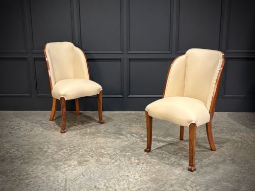 PAIR OF ART DECO WALNUT LEATHER CHAIRS - ADDITIONAL PHOTO 1