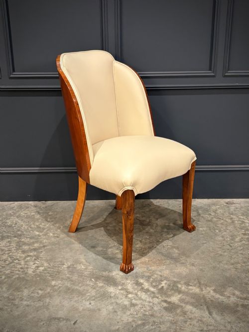 PAIR OF ART DECO WALNUT LEATHER CHAIRS - ADDITIONAL PHOTO 2