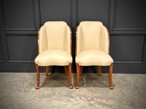 PAIR OF ART DECO WALNUT LEATHER CHAIRS - ADDITIONAL PHOTO 3