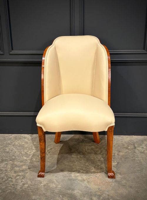 PAIR OF ART DECO WALNUT LEATHER CHAIRS - ADDITIONAL PHOTO 5