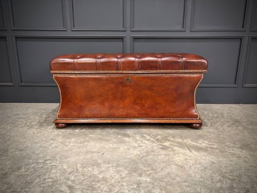 LARGE REGENCY LEATHER OTTOMAN - ADDITIONAL PHOTO 3