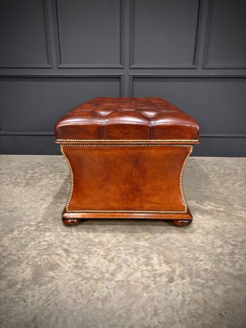 LARGE REGENCY LEATHER OTTOMAN - ADDITIONAL PHOTO 8