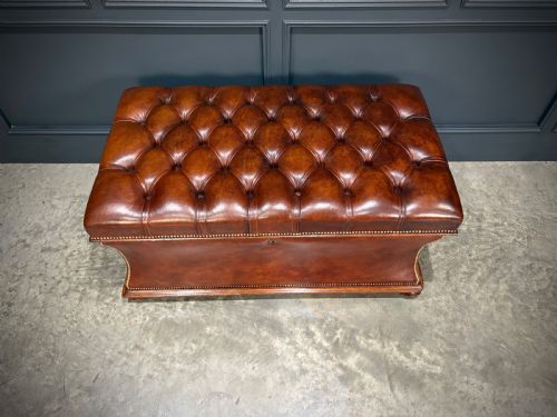 LARGE REGENCY LEATHER OTTOMAN - ADDITIONAL PHOTO 11