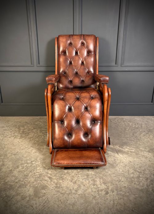 SUPERB REGENCY MAHOGANY LEATHER RECLINING ARMCHAIR - ADDITIONAL PHOTO 2
