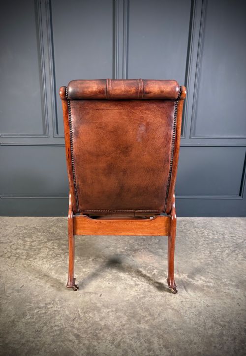 SUPERB REGENCY MAHOGANY LEATHER RECLINING ARMCHAIR - ADDITIONAL PHOTO 11