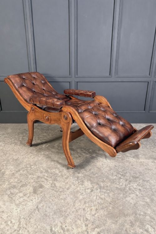 SUPERB REGENCY MAHOGANY LEATHER RECLINING ARMCHAIR - ADDITIONAL PHOTO 13