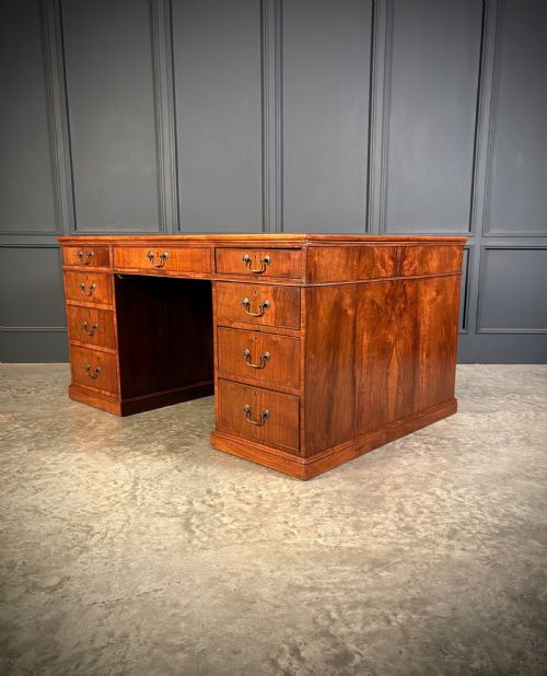 LARGE VICTORIAN WALNUT PARTNERS DESK - ADDITIONAL PHOTO 15