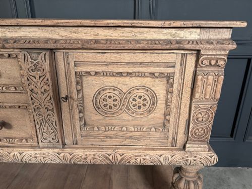 CARVED BLEACHED OAK SIDEBOARD - ADDITIONAL PHOTO 7