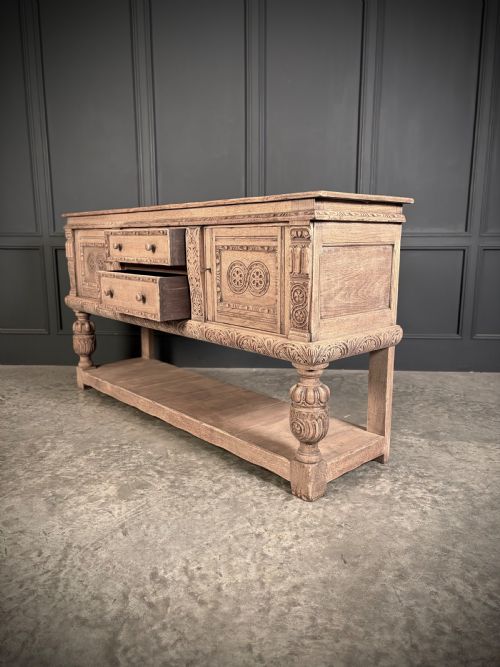 CARVED BLEACHED OAK SIDEBOARD - ADDITIONAL PHOTO 15
