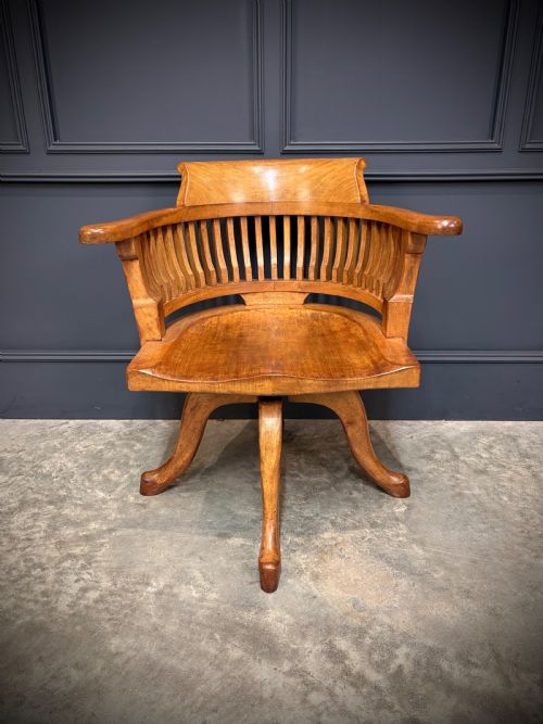 LIGHT MAHOGANY SWIVEL DESK CHAIR - ADDITIONAL PHOTO 4