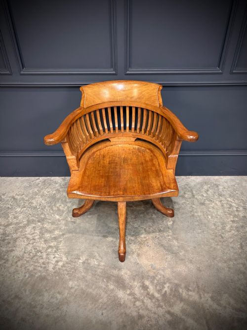 LIGHT MAHOGANY SWIVEL DESK CHAIR - ADDITIONAL PHOTO 3