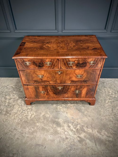 WILLIAM MARY INLAID WALNUT CHEST OF DRAWERS - ADDITIONAL PHOTO 2