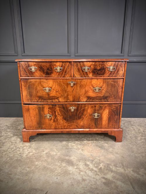 WILLIAM MARY INLAID WALNUT CHEST OF DRAWERS - ADDITIONAL PHOTO 3