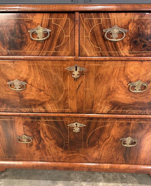 WILLIAM MARY INLAID WALNUT CHEST OF DRAWERS - ADDITIONAL PHOTO 6