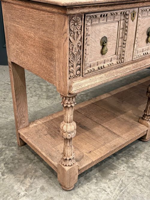 BLEACHED CARVED OAK POTBOARD DRESSER - ADDITIONAL PHOTO 1