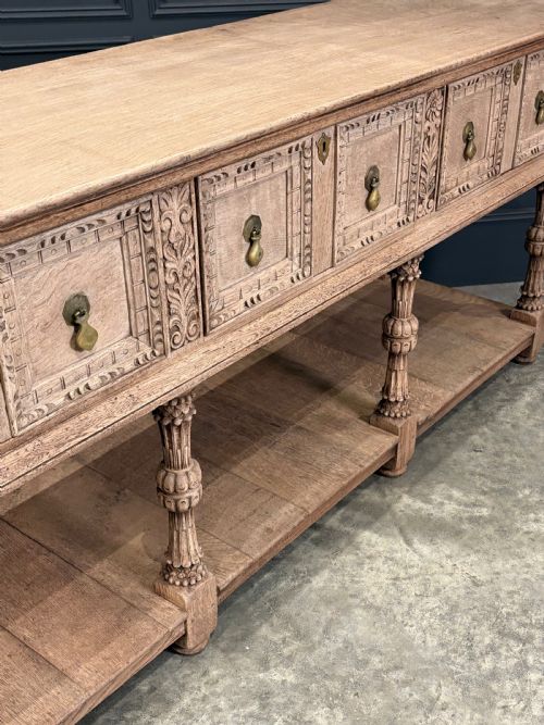 BLEACHED CARVED OAK POTBOARD DRESSER - ADDITIONAL PHOTO 3