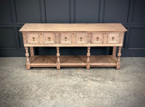 BLEACHED CARVED OAK POTBOARD DRESSER - ADDITIONAL PHOTO 4