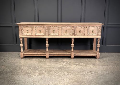 BLEACHED CARVED OAK POTBOARD DRESSER - ADDITIONAL PHOTO 5