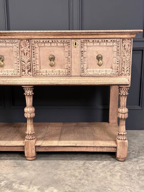 BLEACHED CARVED OAK POTBOARD DRESSER - ADDITIONAL PHOTO 6