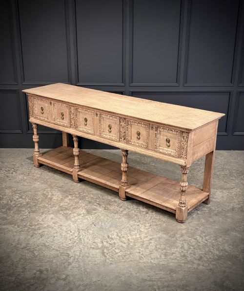 BLEACHED CARVED OAK POTBOARD DRESSER - ADDITIONAL PHOTO 7