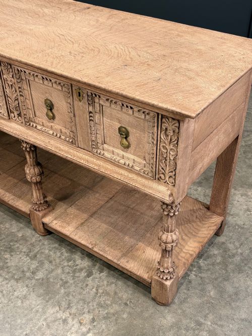 BLEACHED CARVED OAK POTBOARD DRESSER - ADDITIONAL PHOTO 9