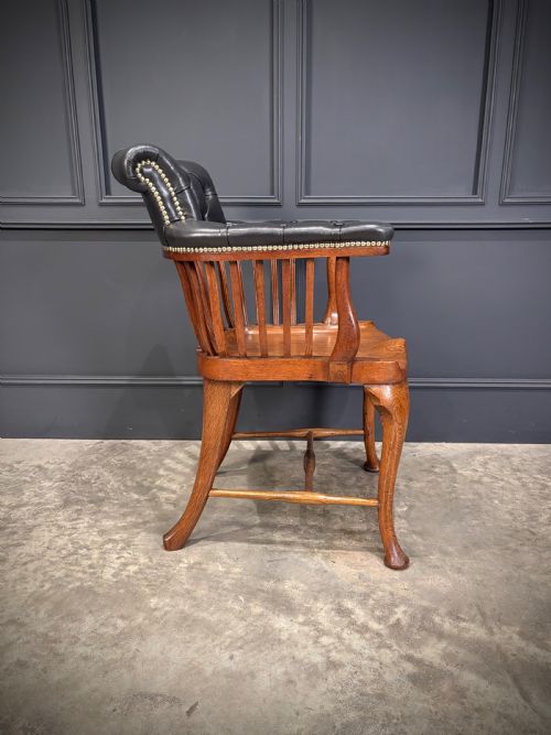 VICTORIAN OAK LEATHER DESK CHAIR - ADDITIONAL PHOTO 8