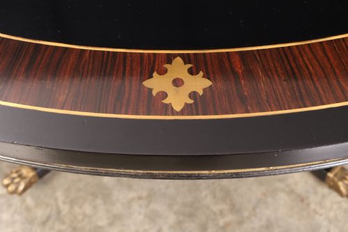 STRIKING BRASS INLAID EBONISED ROUND CENTRE TABLE - ADDITIONAL PHOTO 6