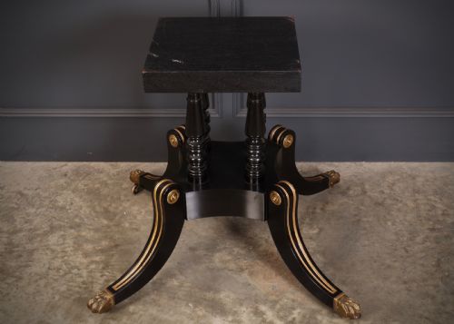 STRIKING BRASS INLAID EBONISED ROUND CENTRE TABLE - ADDITIONAL PHOTO 8