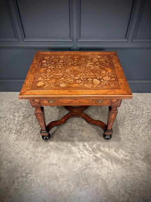RARE 18TH CENTURY DUTCH MARQUETRY INLAID ARCHITECTS TABLE - ADDITIONAL PHOTO 3