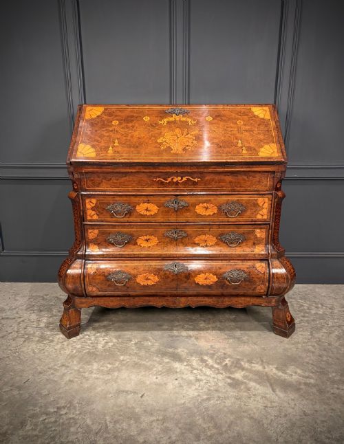 DUTCH MARQUETRY INLAID WALNUT BUREAU - ADDITIONAL PHOTO 1