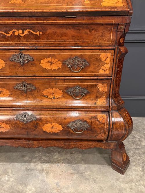 DUTCH MARQUETRY INLAID WALNUT BUREAU - ADDITIONAL PHOTO 2