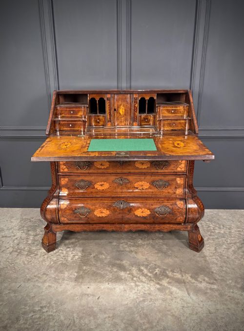 DUTCH MARQUETRY INLAID WALNUT BUREAU - ADDITIONAL PHOTO 3
