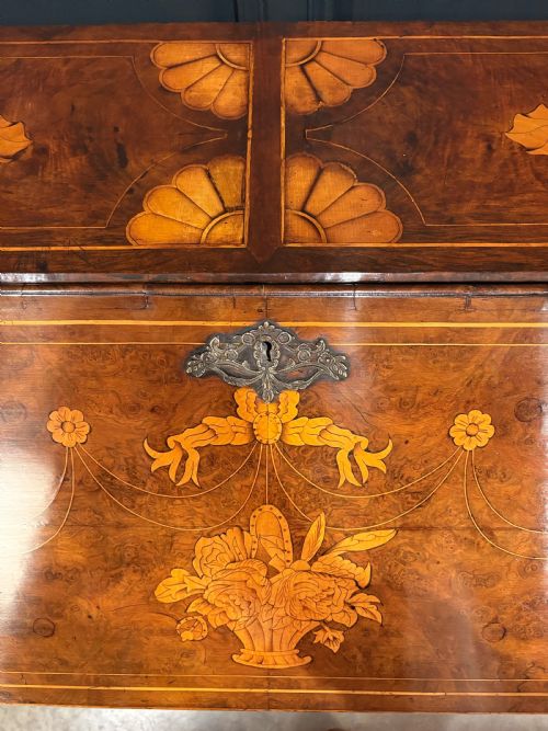 DUTCH MARQUETRY INLAID WALNUT BUREAU - ADDITIONAL PHOTO 7