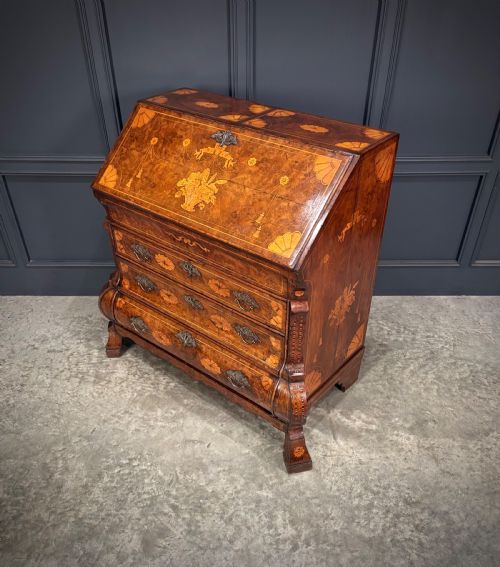DUTCH MARQUETRY INLAID WALNUT BUREAU - ADDITIONAL PHOTO 8